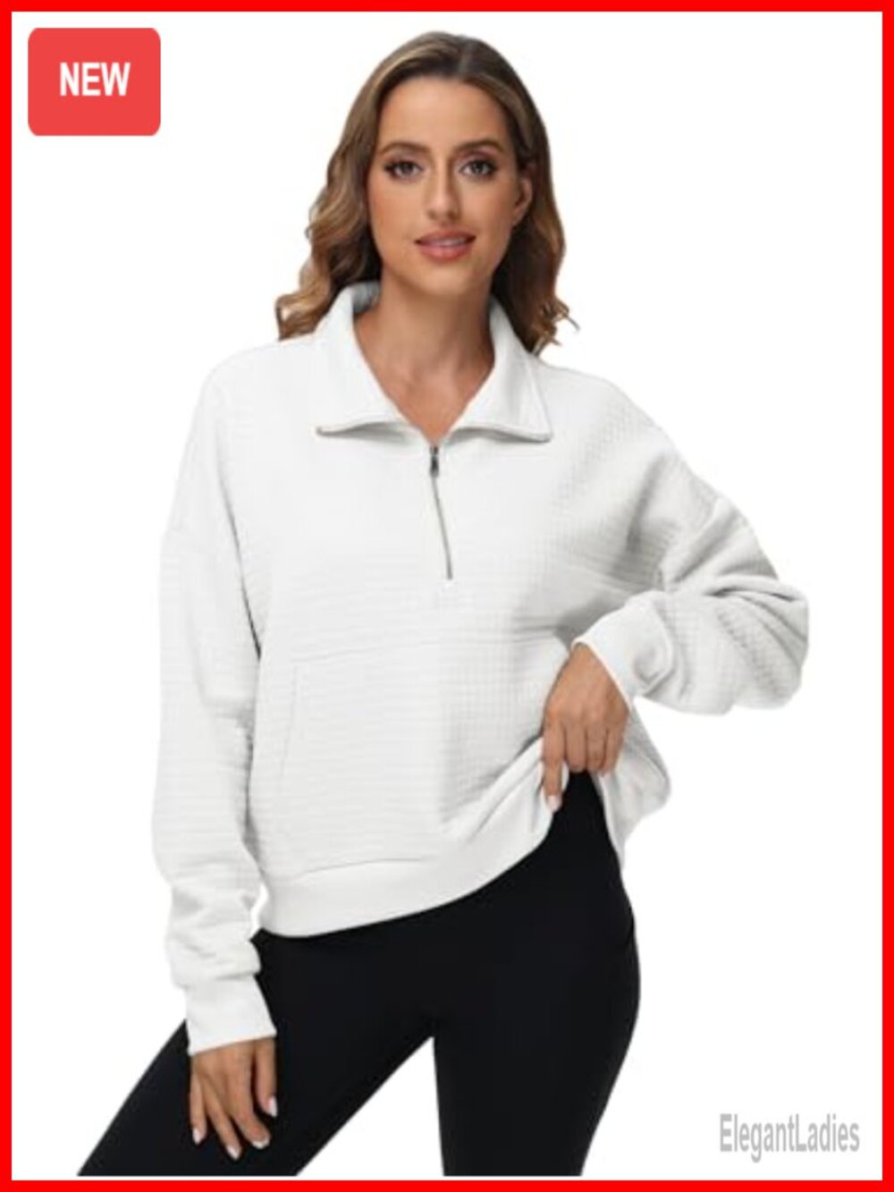 Women's Fleece Sweatshirt Mock-Neck Pullover Top with Zipper Outdoor Hiking